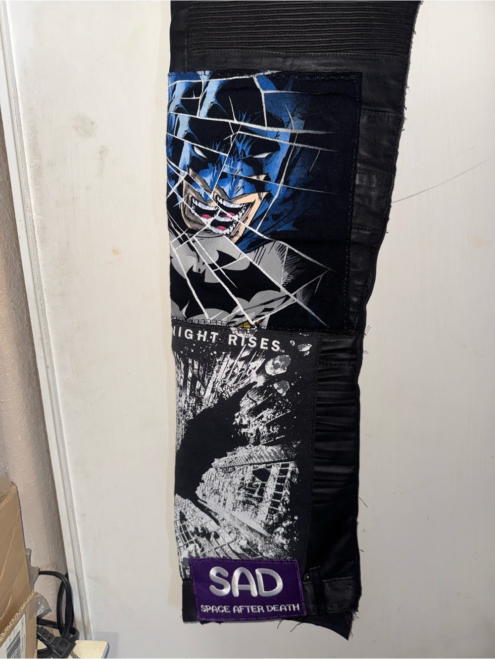 Reason Black Patchwork Graphic Slim Straight Jeans with Blue & Purple Accents - Picture 3 of 16